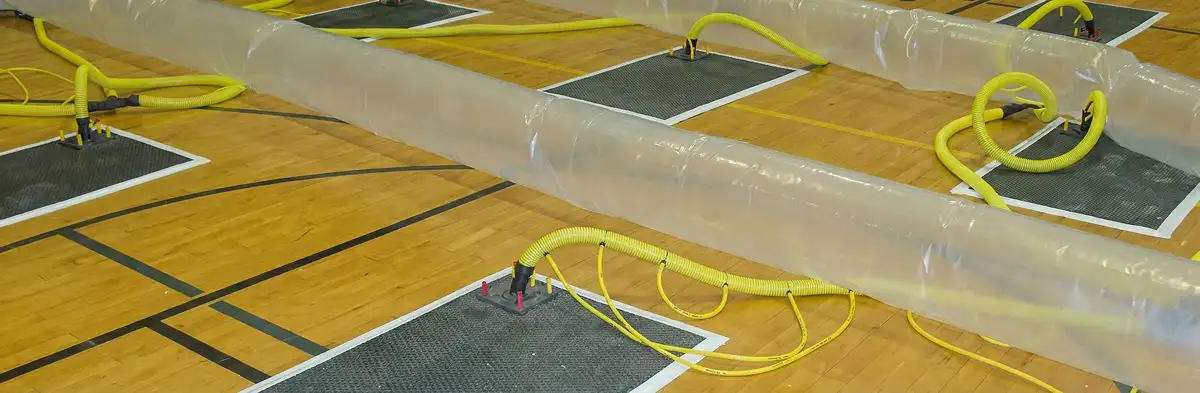 water clean up drying system set up to remove moisture and prevent further damage in Naperville, IL